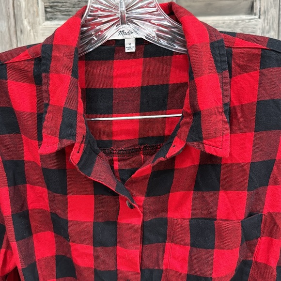 Madewell red and black plaid button down - Picture 2 of 3